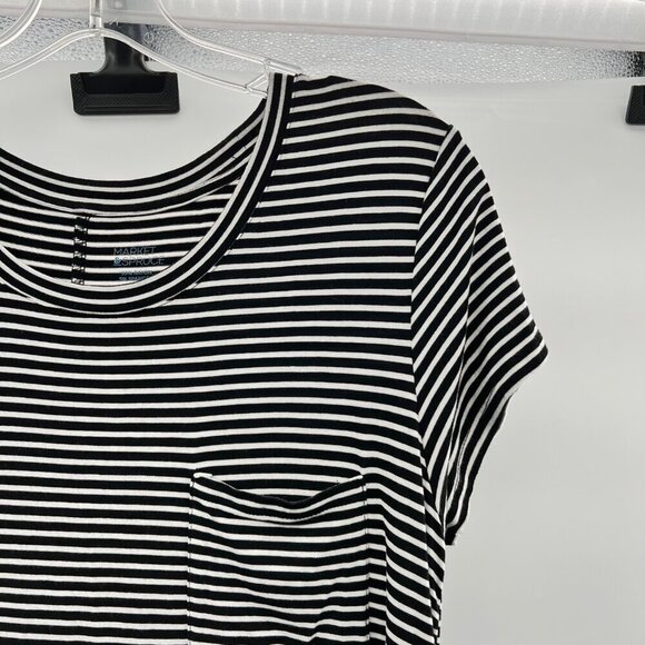 Market & Spruce Short Sleeve Black/Whit Striped Shift Dress Women's Size Large - Picture 4 of 9